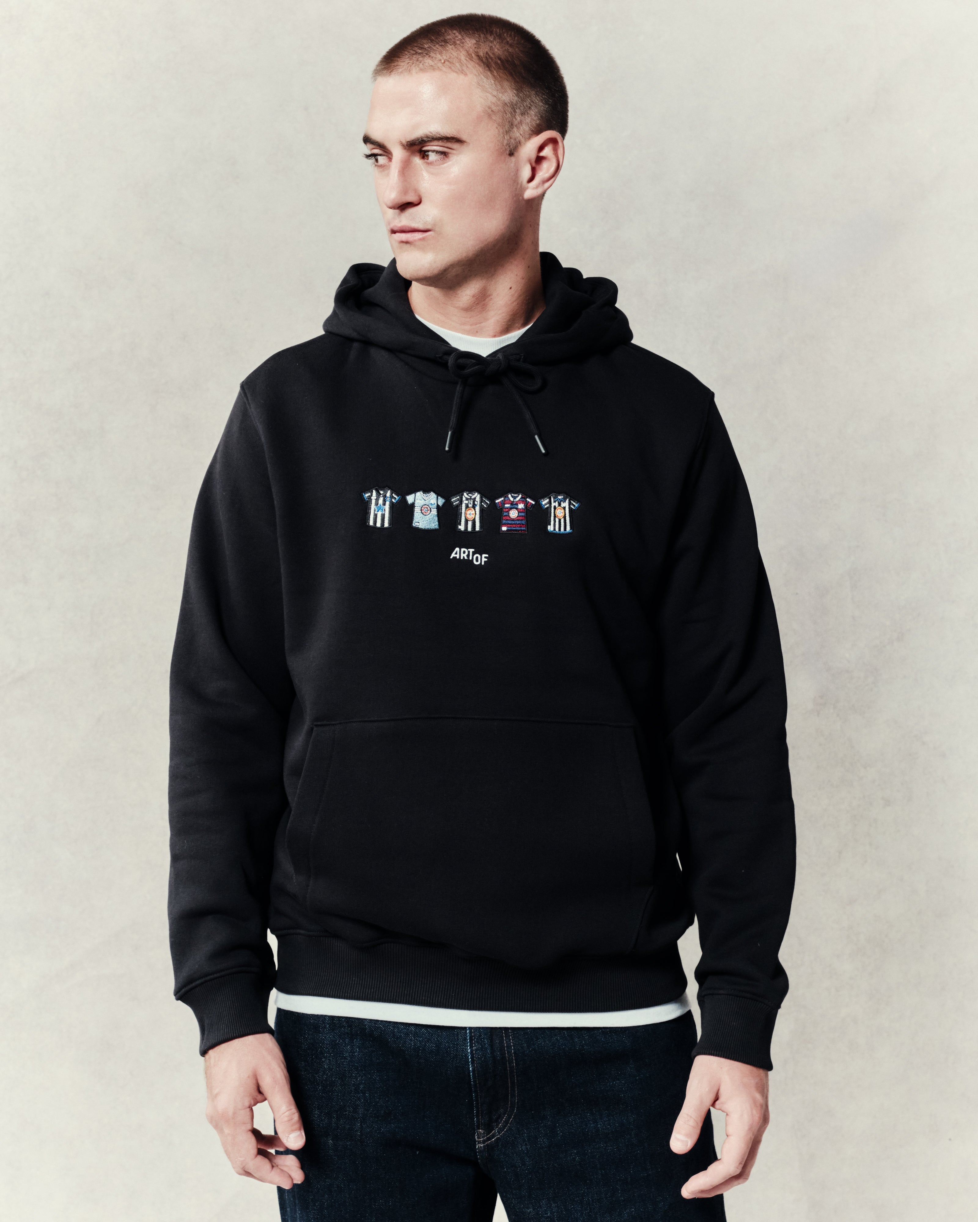 ART OF Toon Embroidered Classics | Black Hoodie | NUFC Football Sweat