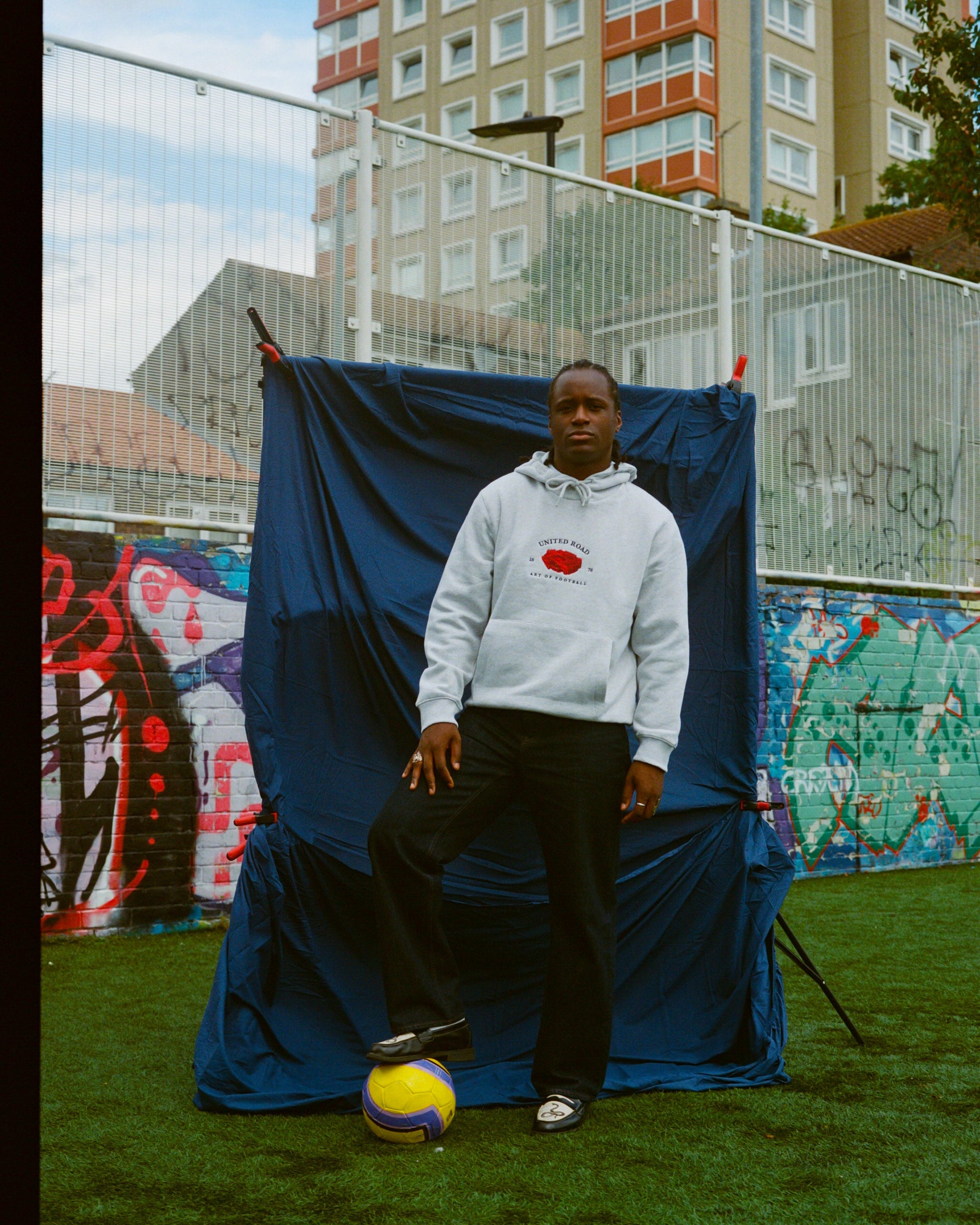 ART OF United Stadium Hoodie | MUFC Grey Embroidered Football Sweat