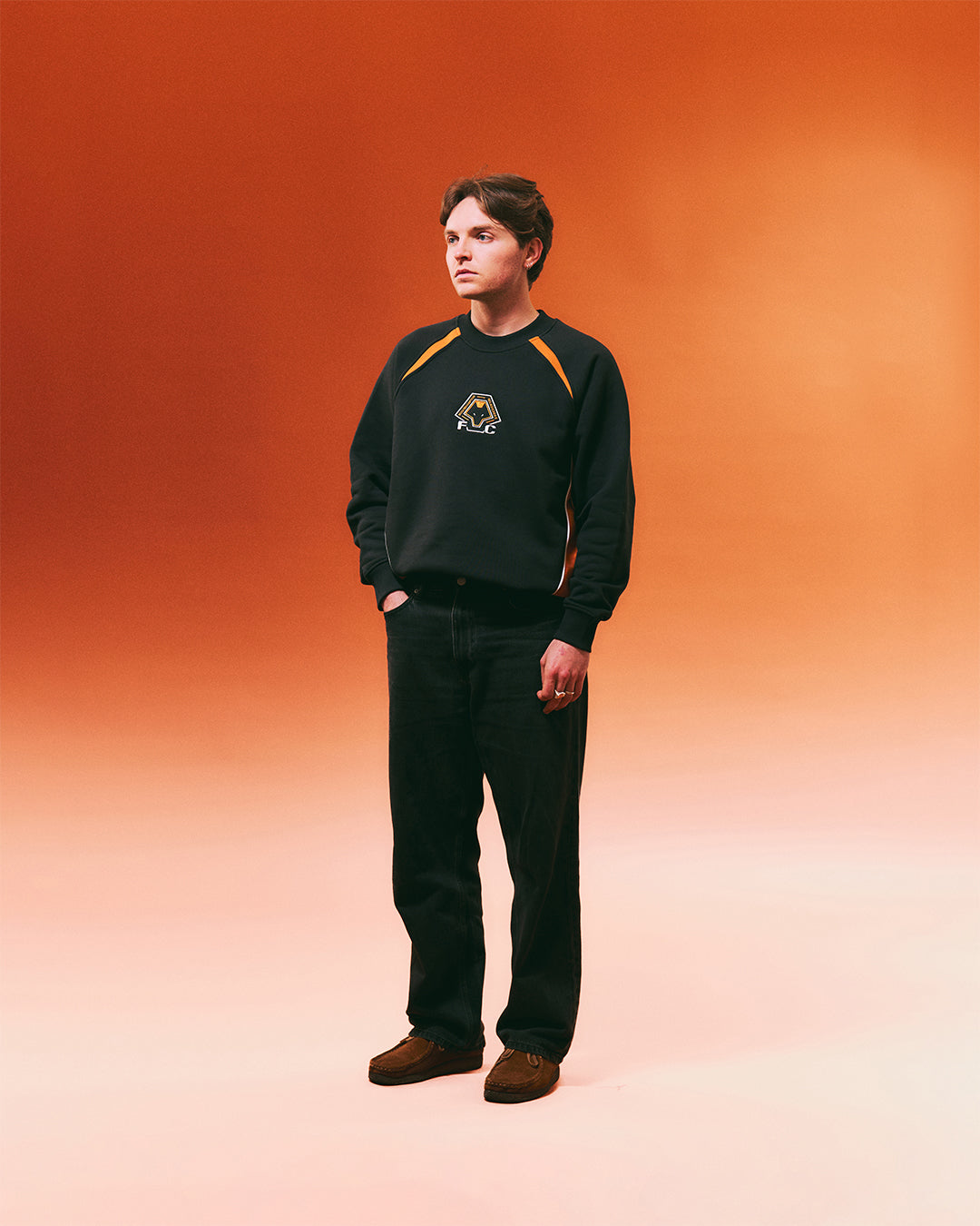 ART OF Football x Wolves Black & Orange Panelled Sweat | AOF x WWFC