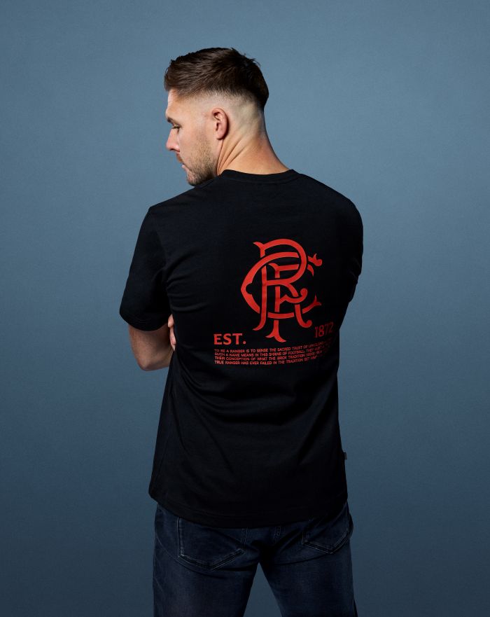 ART OF Football x Rangers 1872 Tee | AOF x RFC Black Graphic T-shirt