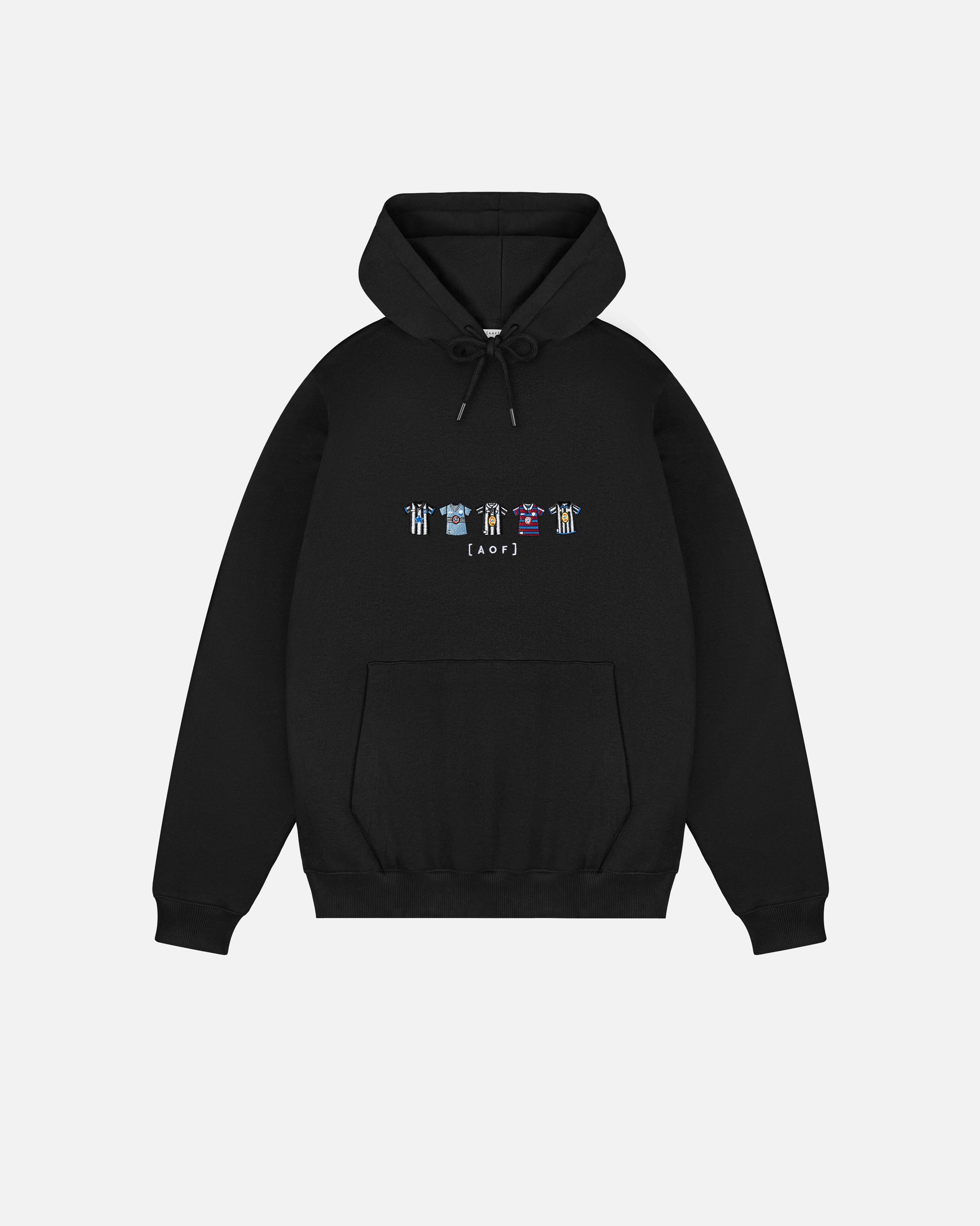 AOF Toon Embroidered Classics | Black Hoodie | Art of Football