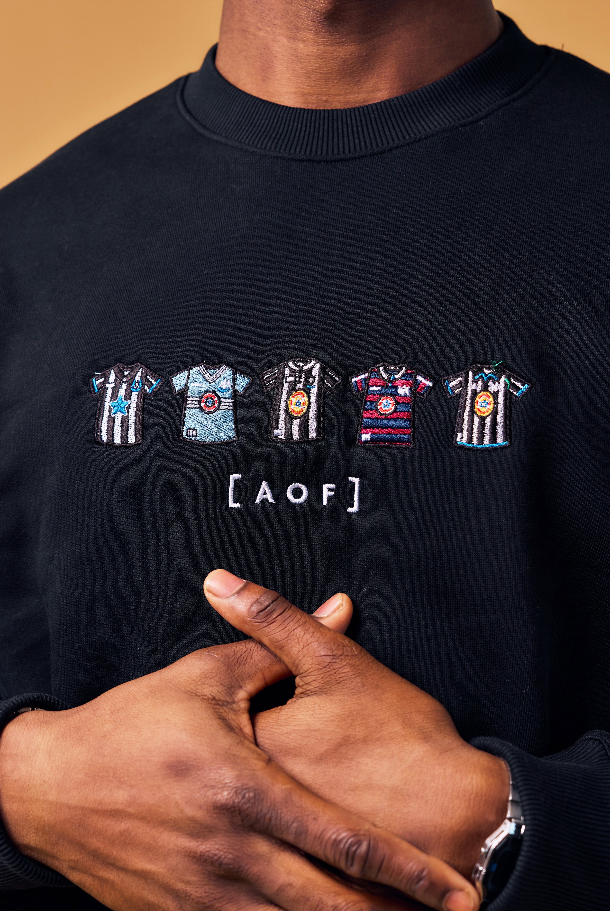 AOF Toon Embroidered Classics | Black Sweat | Art of Football