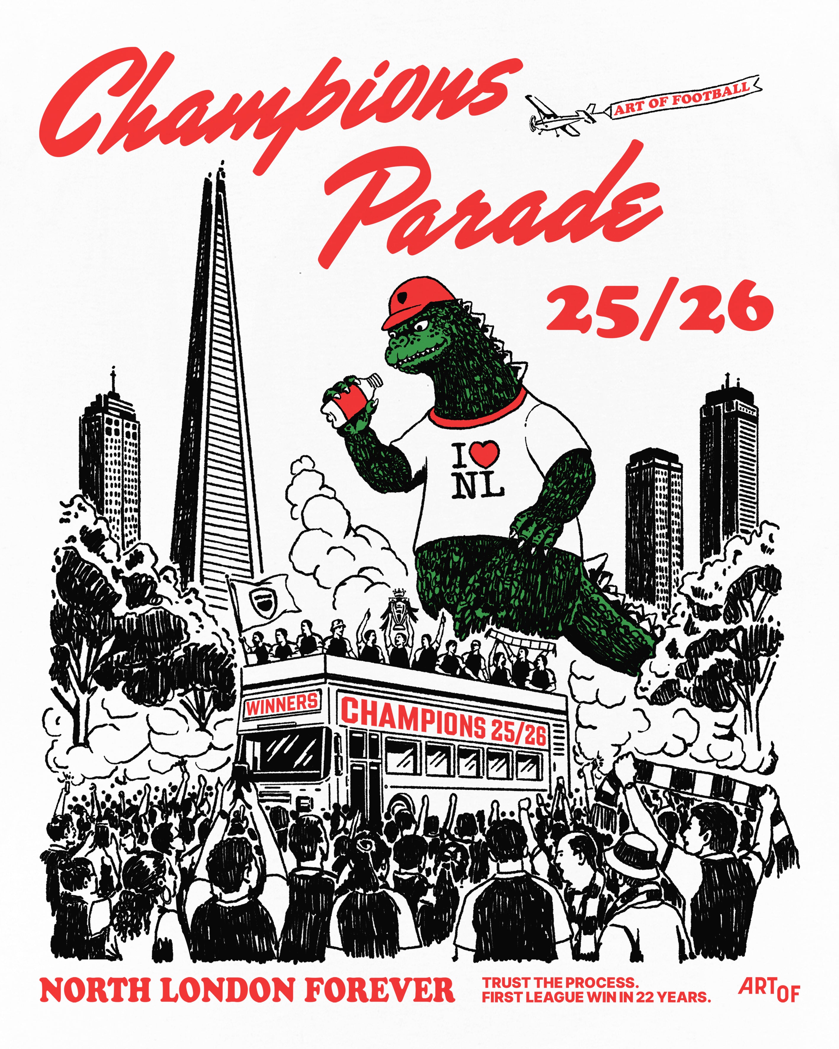 ART OF AFC Champions Parade Tee | White Graphic Football T-shirt