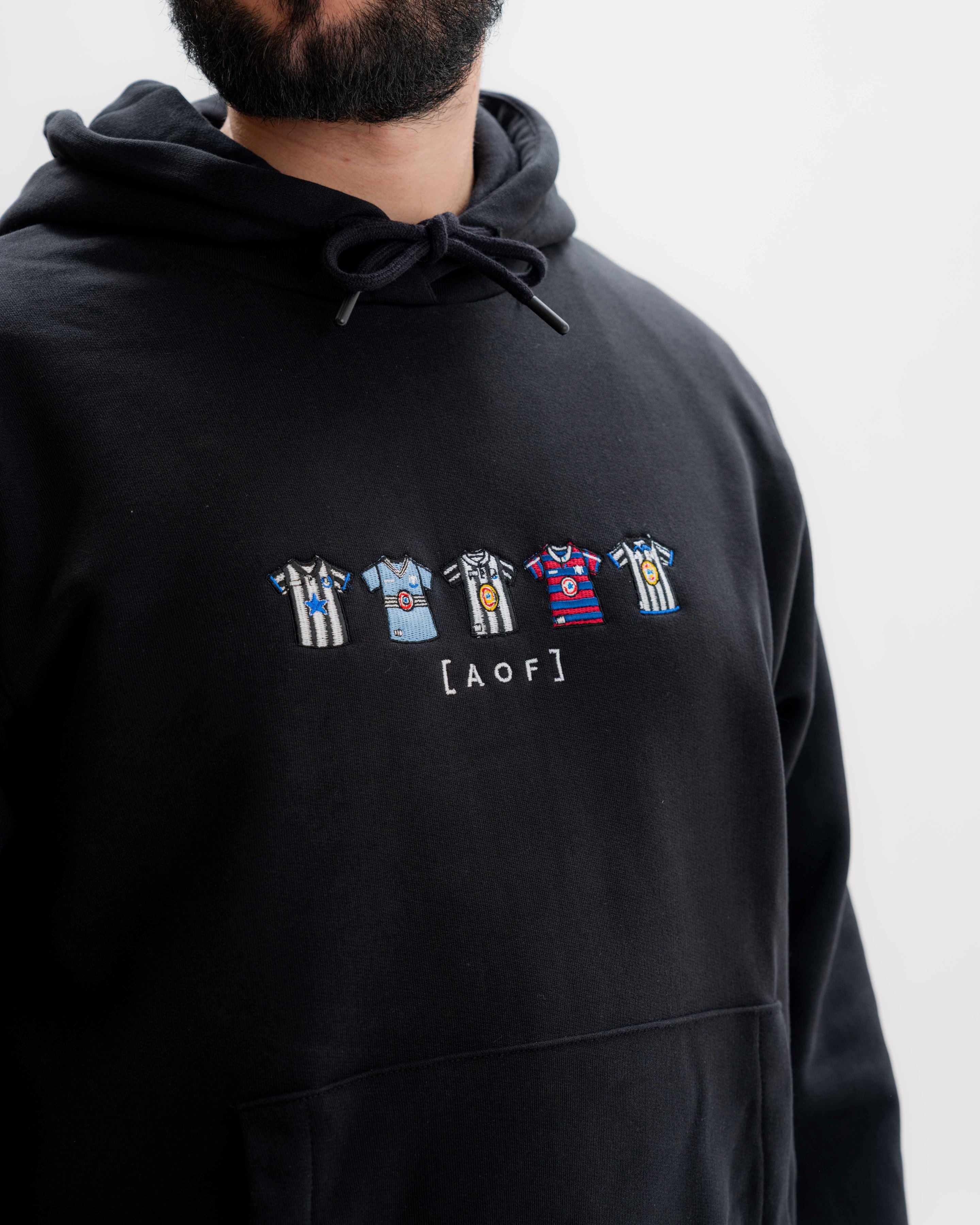 AOF Toon Embroidered Classics | Black Hoodie | Art of Football