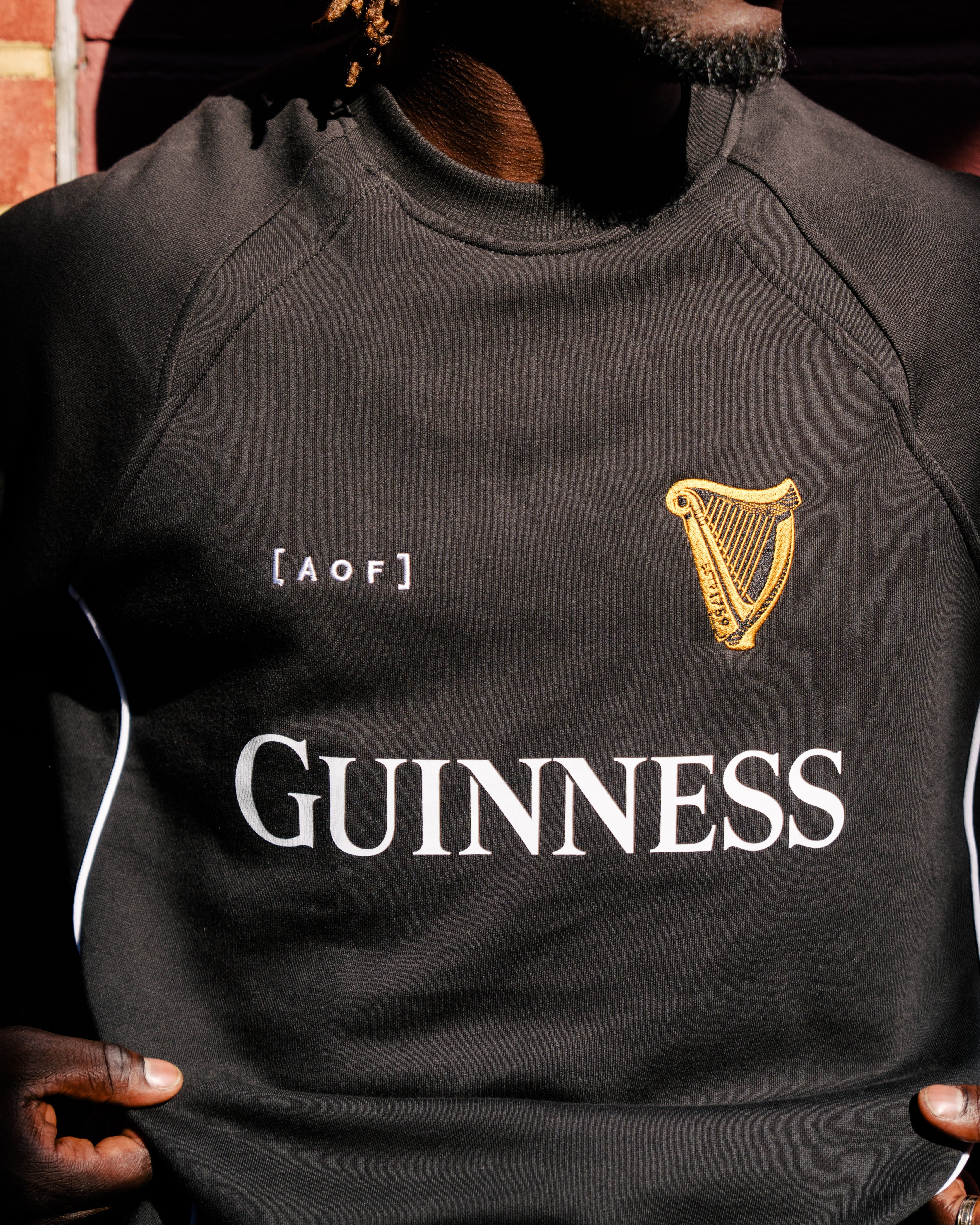 ART OF x Guinness Black Panelled Sweat | Embroidered Football Sweater
