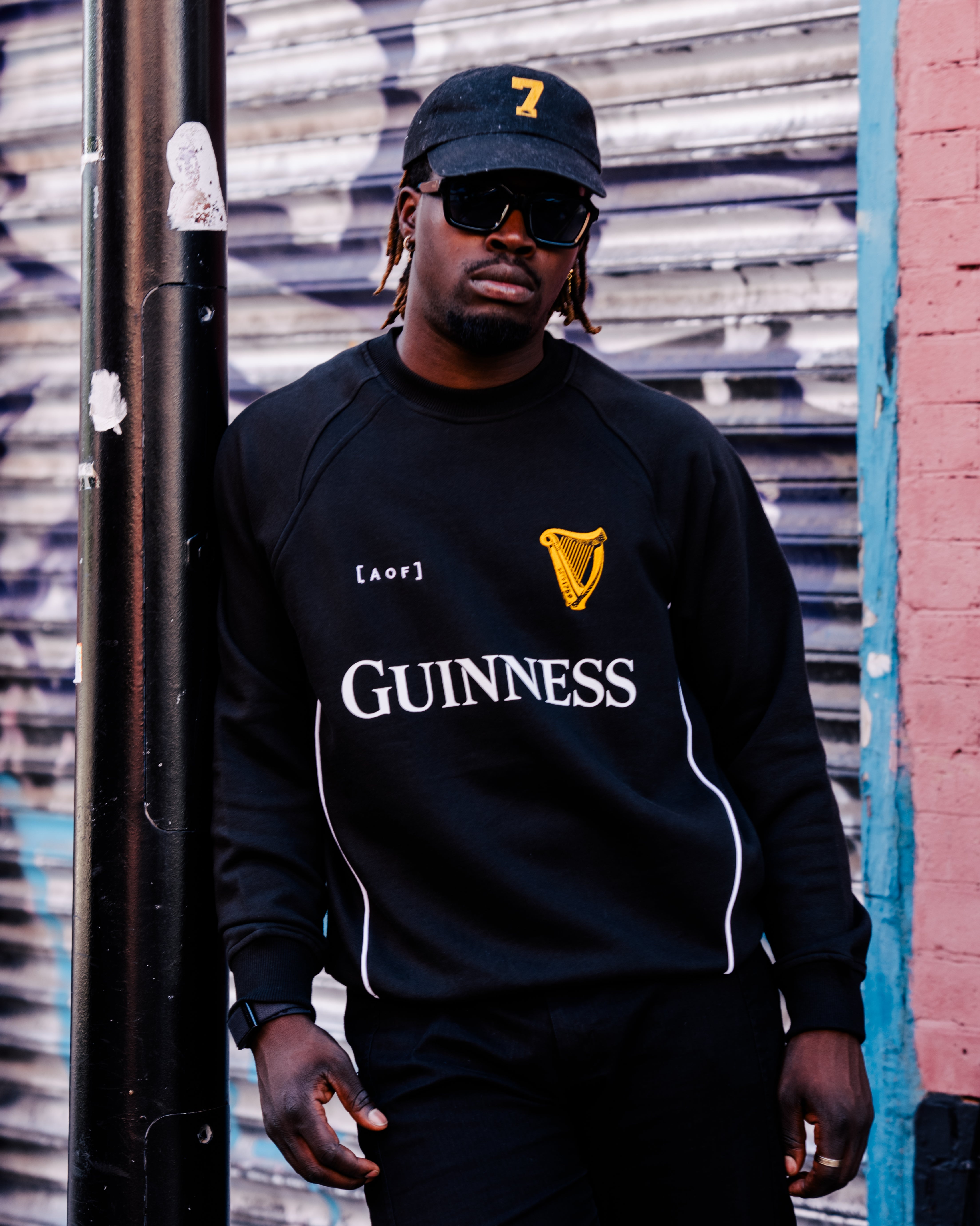 ART OF x Guinness Black Panelled Sweat | Embroidered Football Sweater