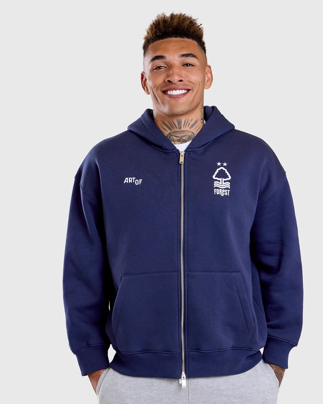 ART OF x Forest Zip Through Hoodie | NFFC Debossed Football Sweat