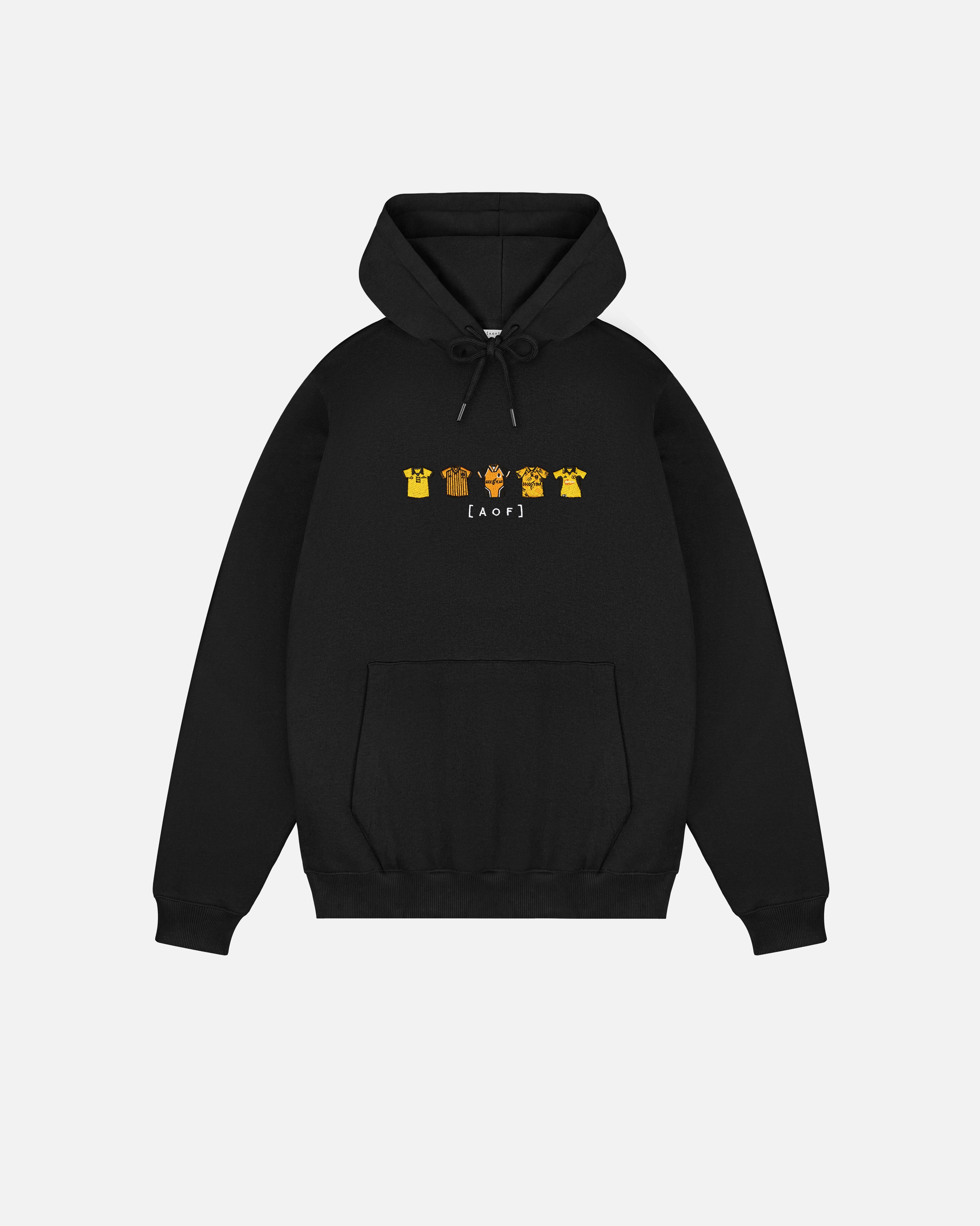 AOF Wolves Embroidered Classics Hoodie | Black Sweat | Art of Football
