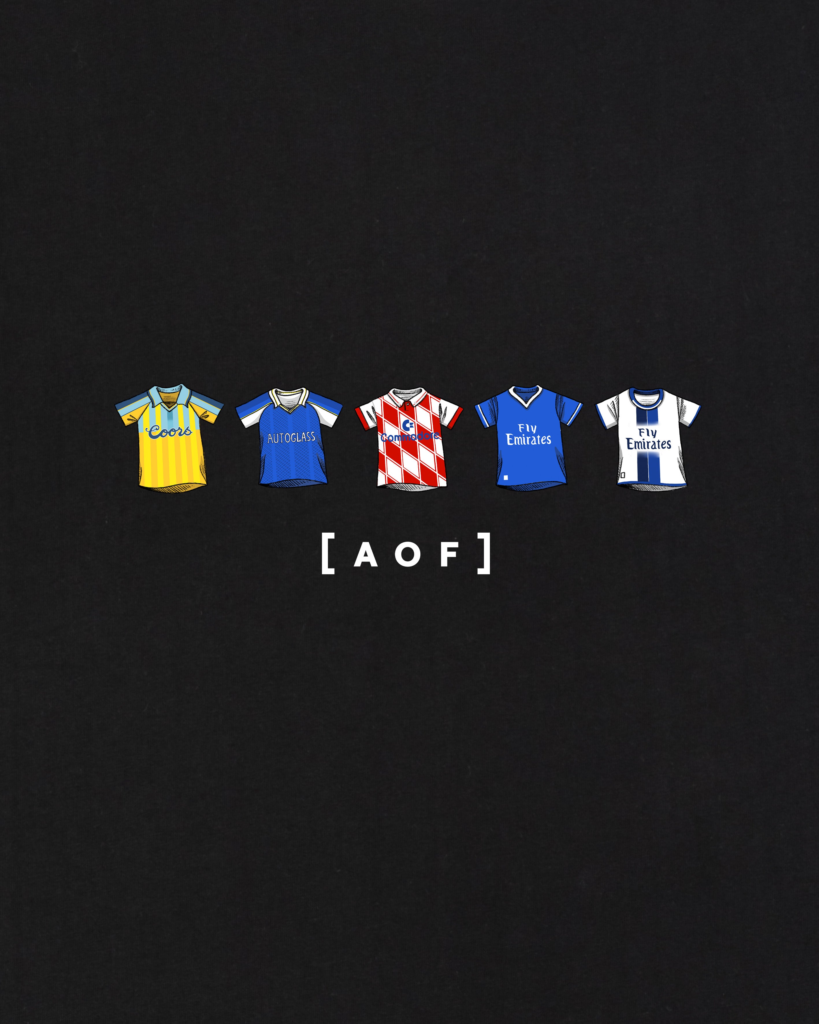 AOF Pensioners Printed Classics Tee | Black T-shirt | Art of Football