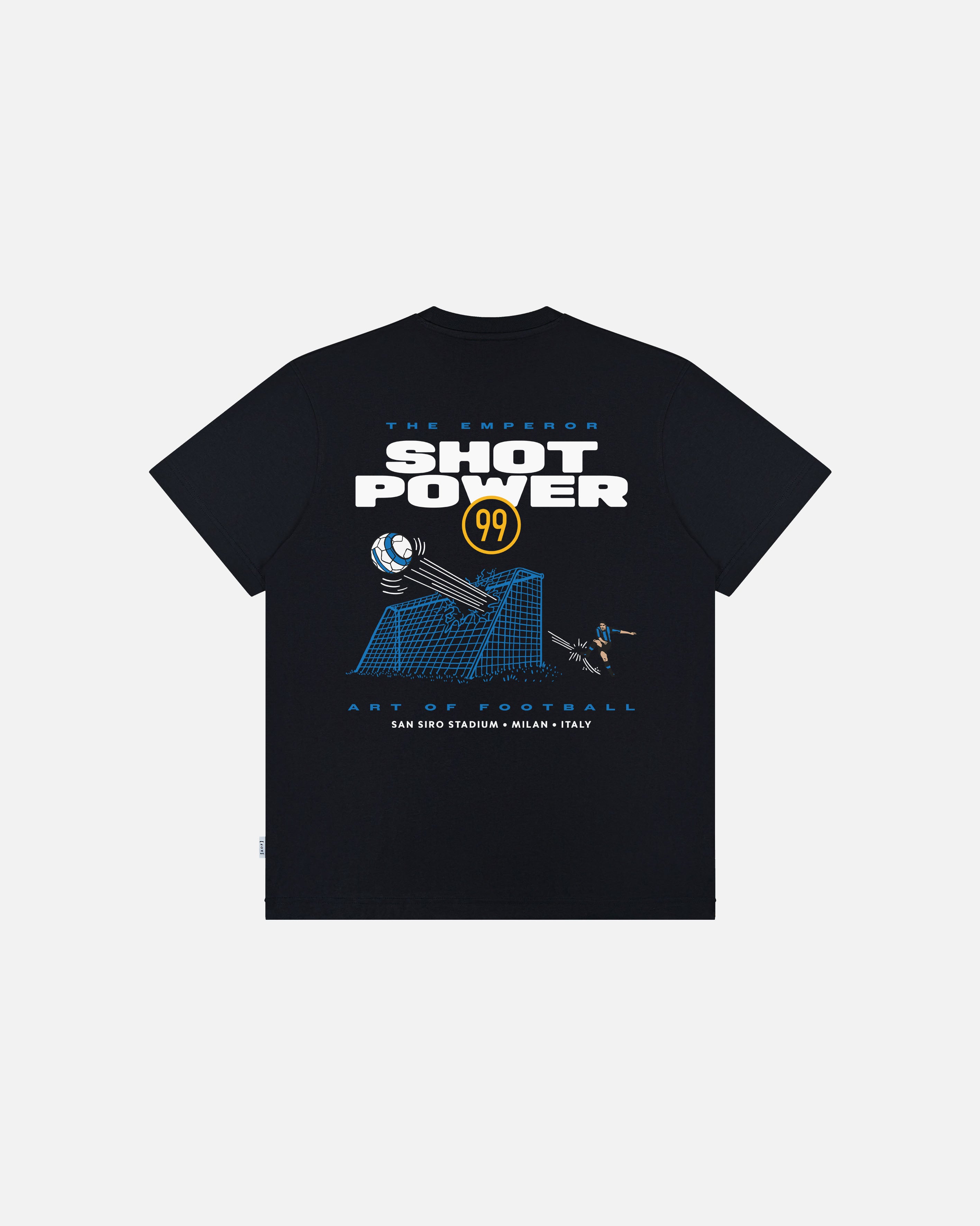 AOF Shot Power 99 Tee | Black Graphic T-shirt | Art of Football