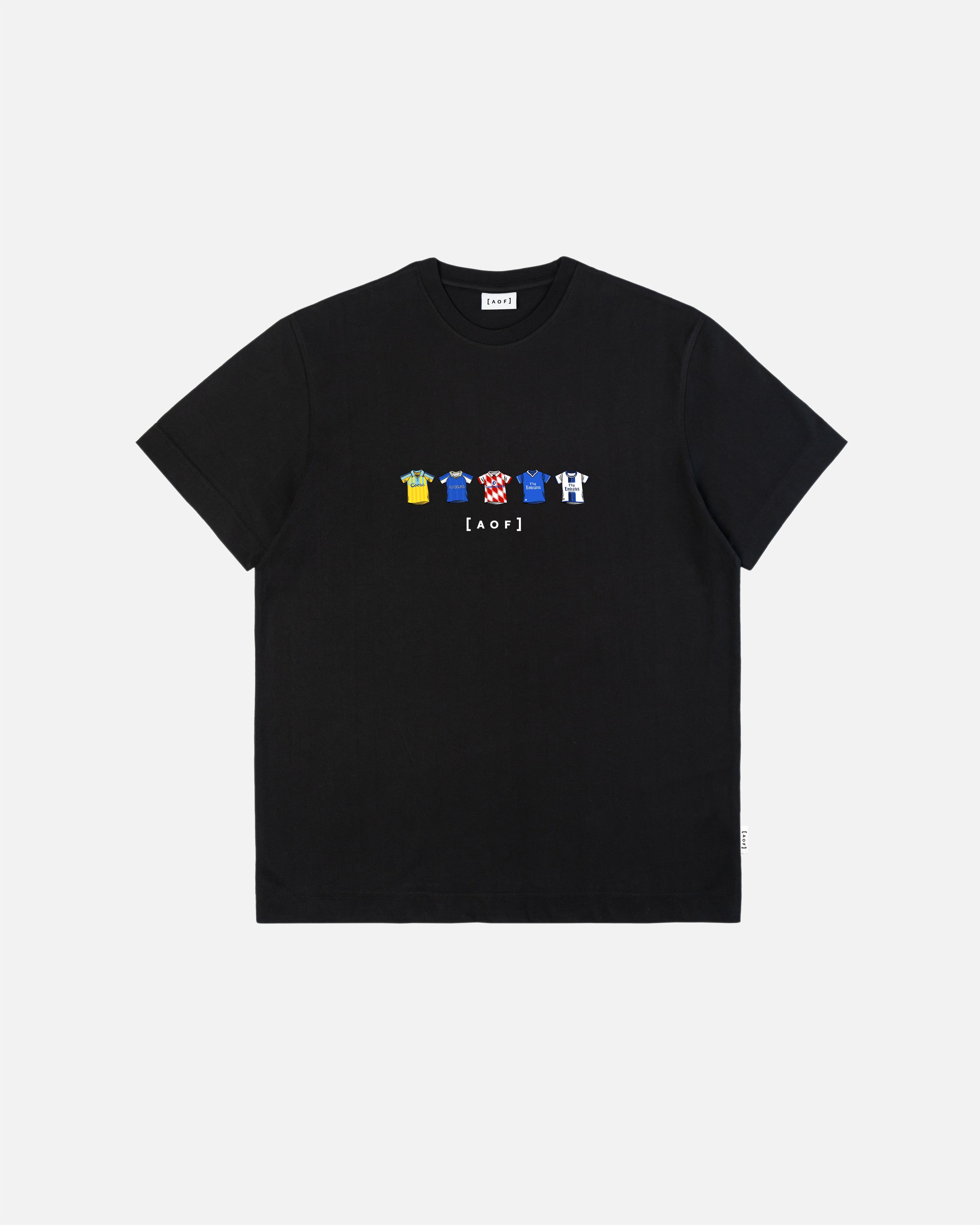 AOF Pensioners Printed Classics Tee | Black T-shirt | Art of Football