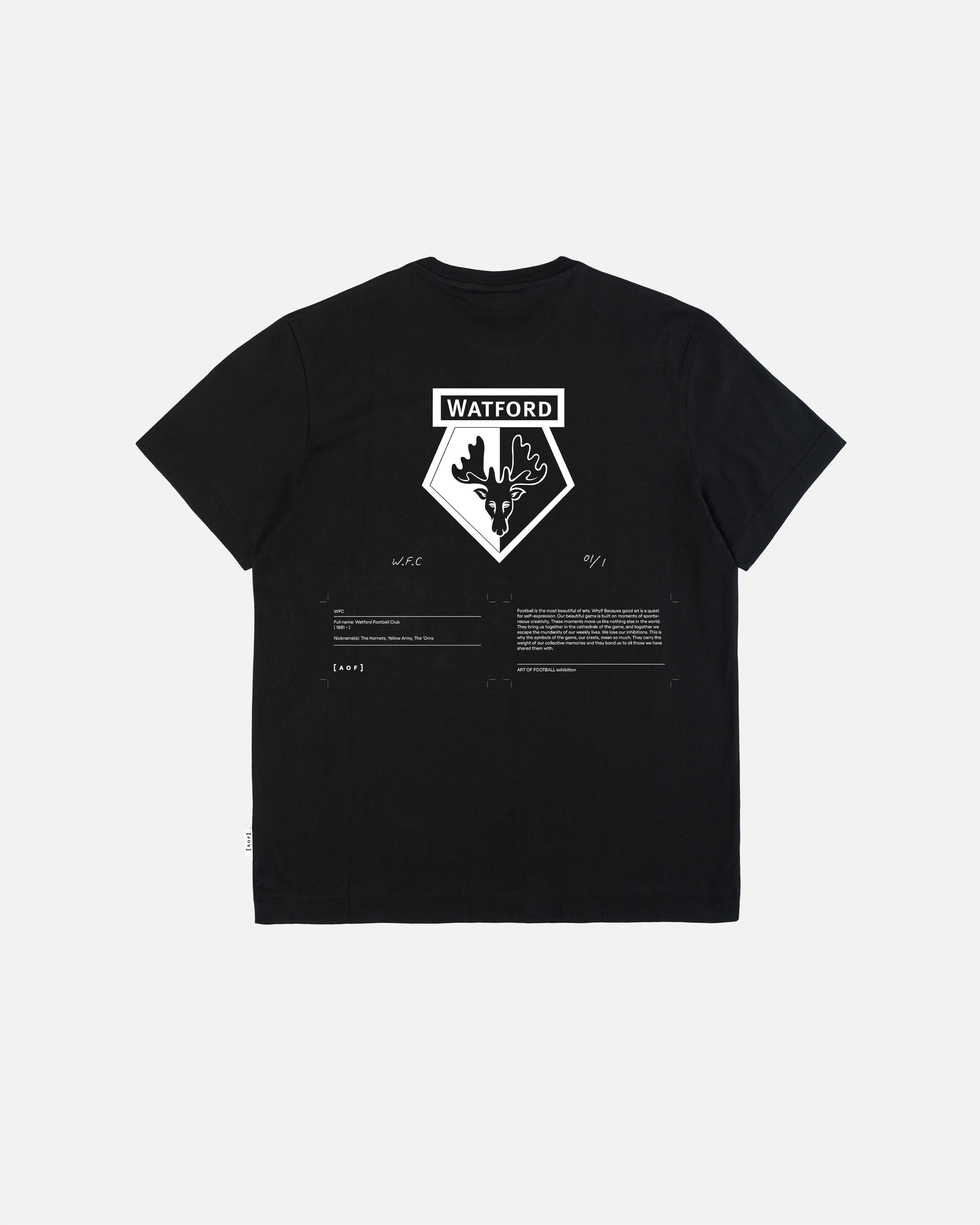 AOF x Watford Exhibition Tee | Black Graphic T-shirt | Art of Football