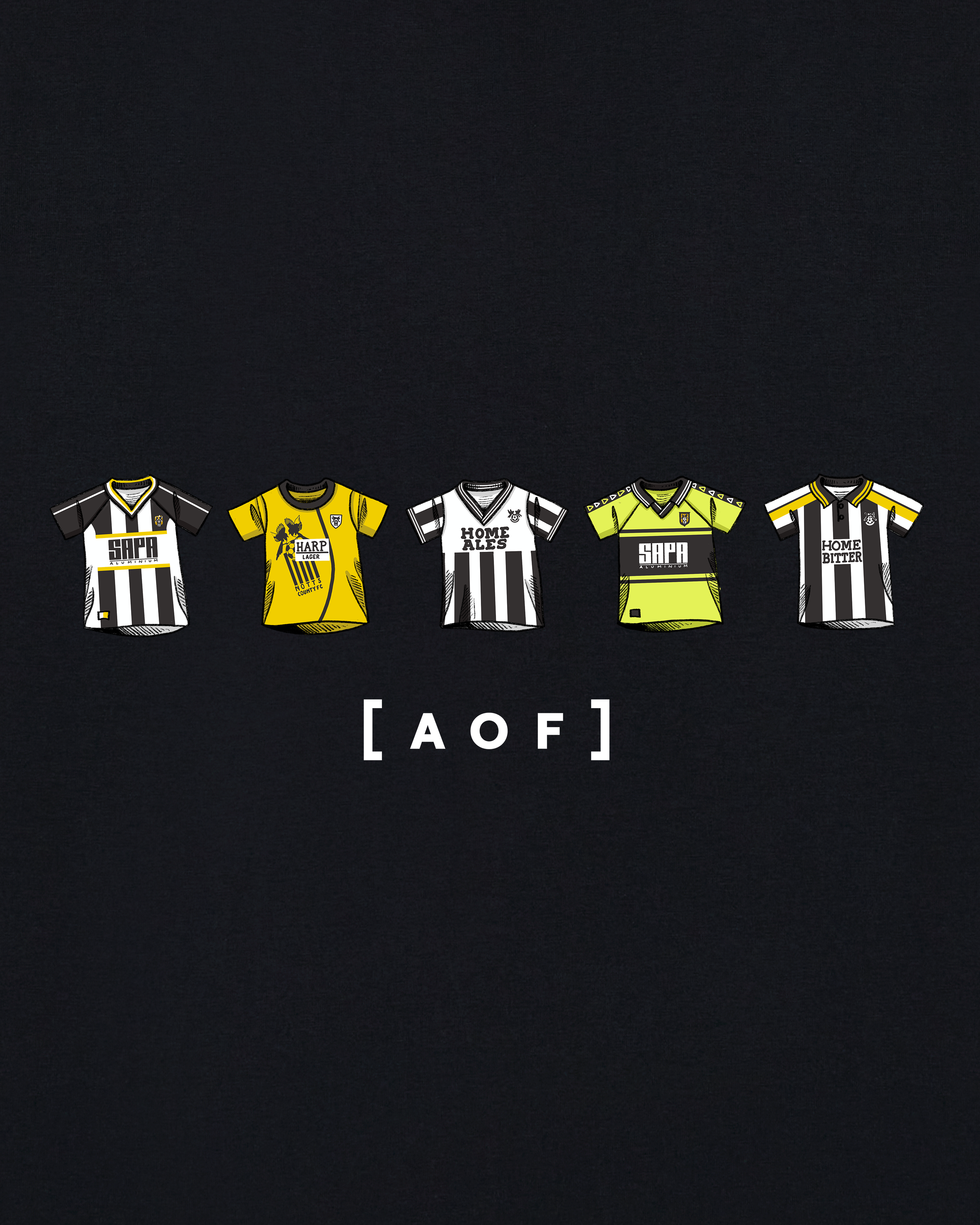 AOF x Notts County Printed Classics Tee | Black & White T-shirt