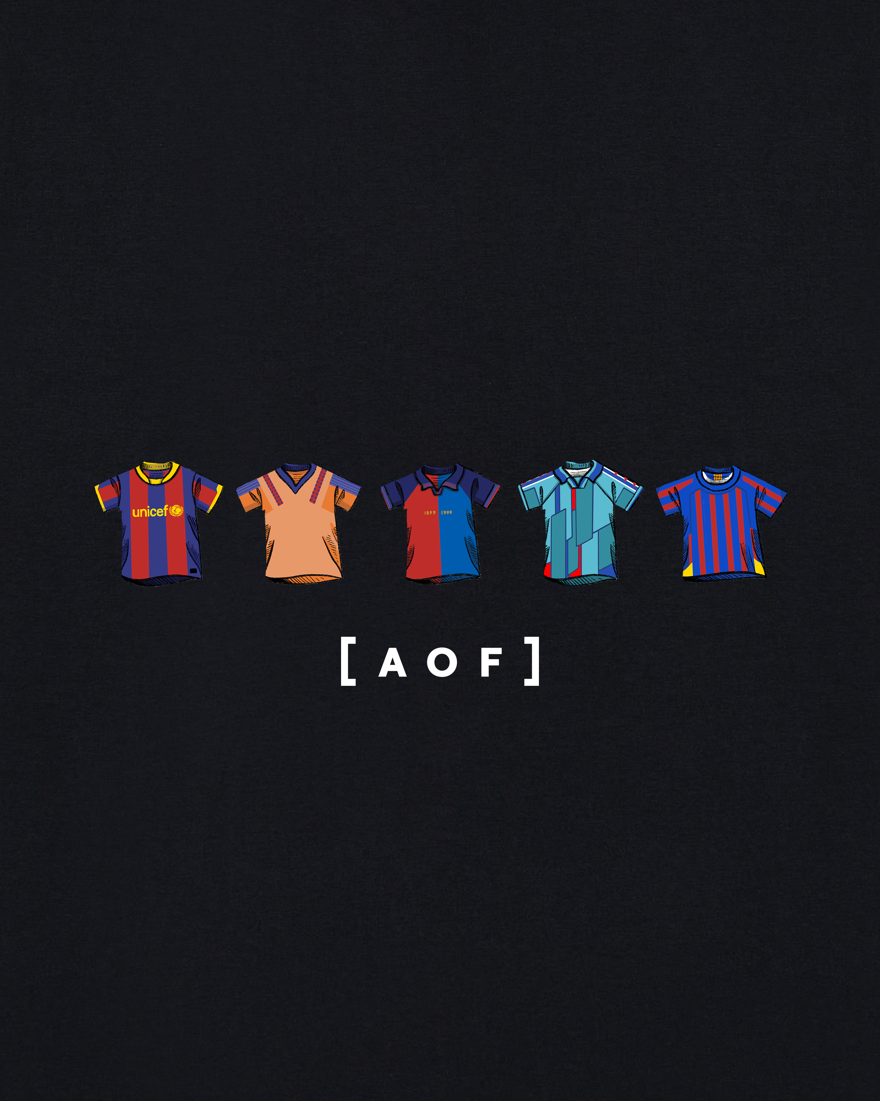 AOF Barcelona Printed Classics Tee | Black T-shirt | Art of Football