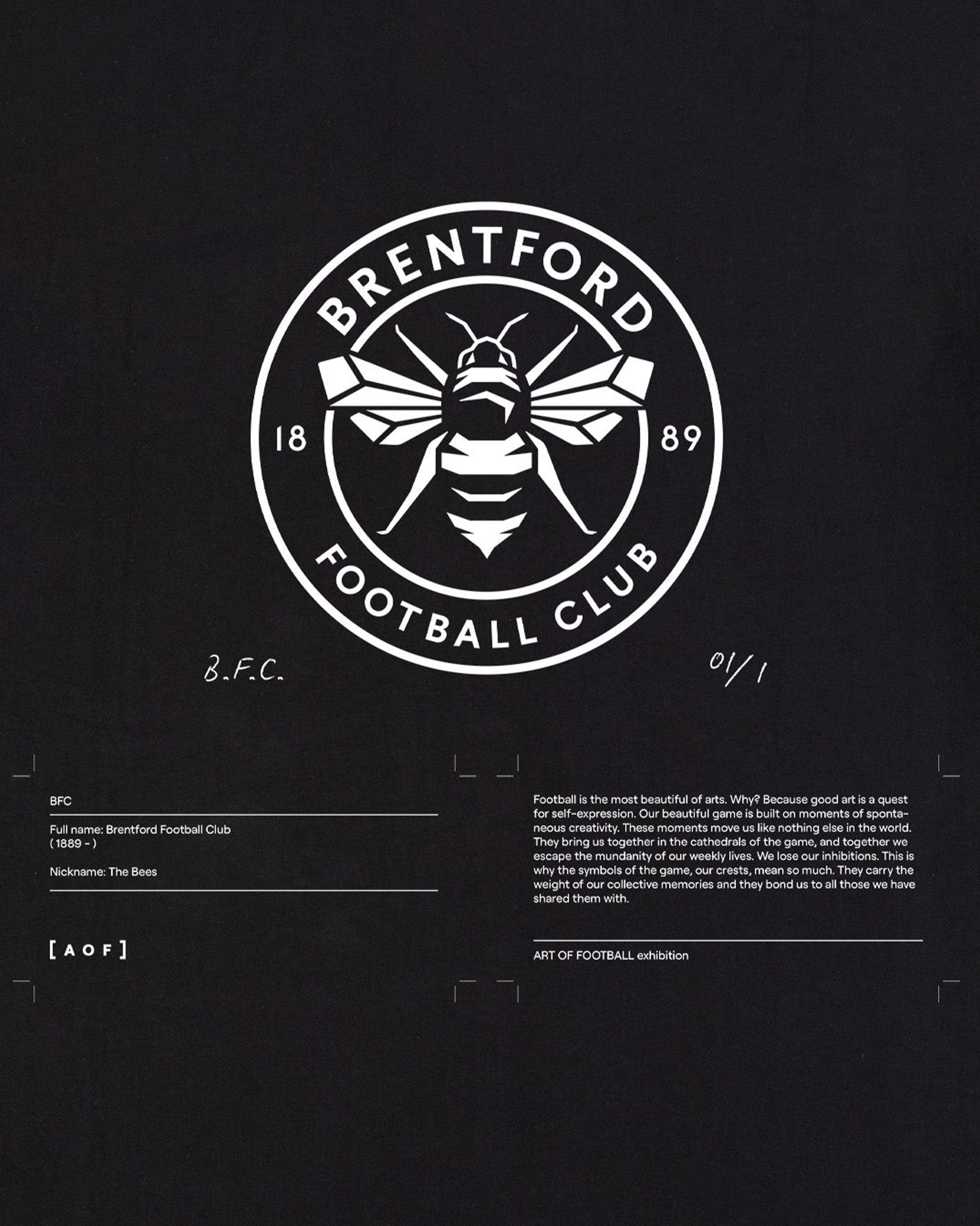 AOF x Brentford Exhibition Tee | Black T-shirt | Art of Football