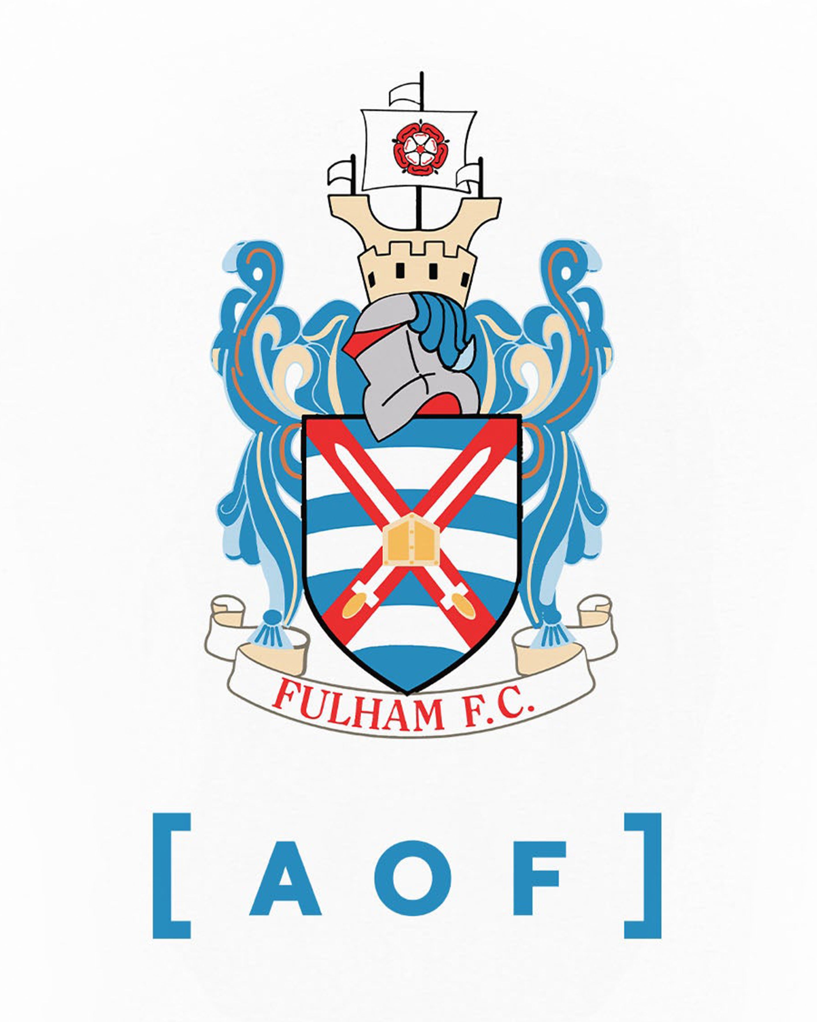 AOF x Fulham 90s Crest Tee | White Graphic T-shirt | Art of Football