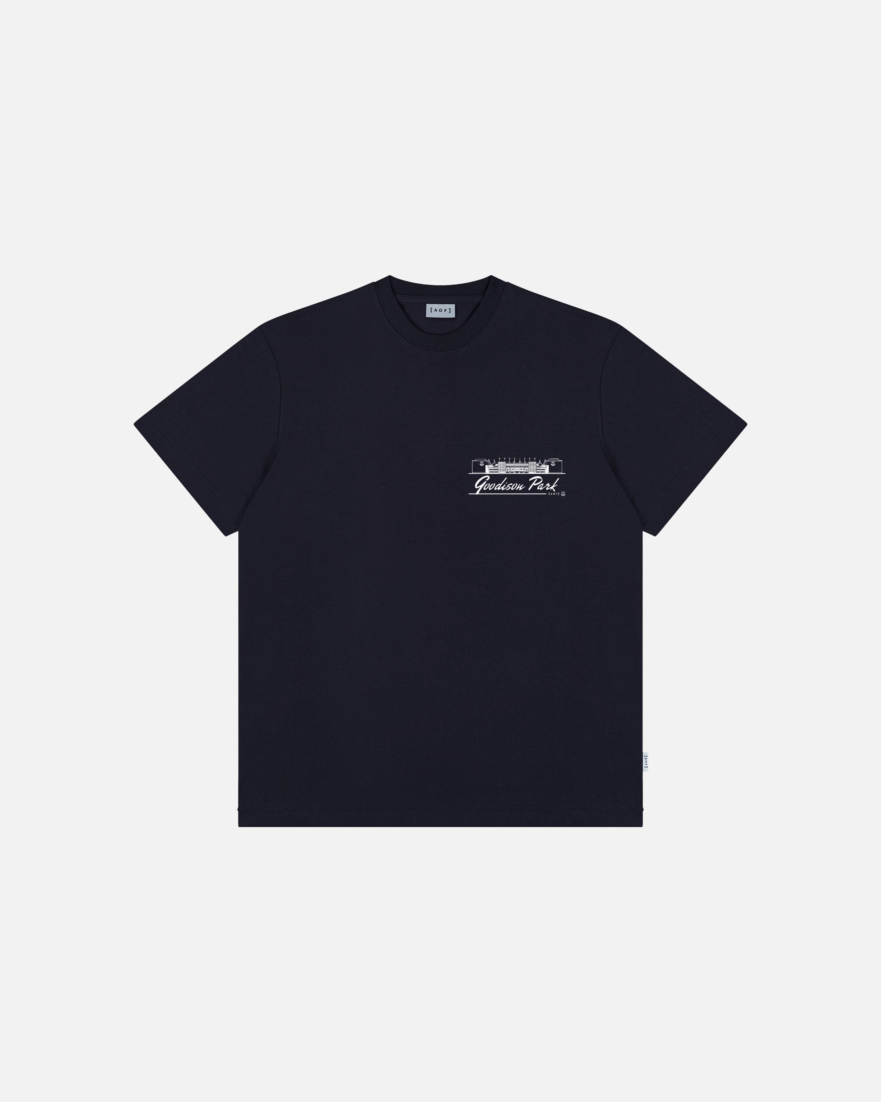 AOF Everton Goodison Park Tee | Navy Graphic T-shirt | Art of Football