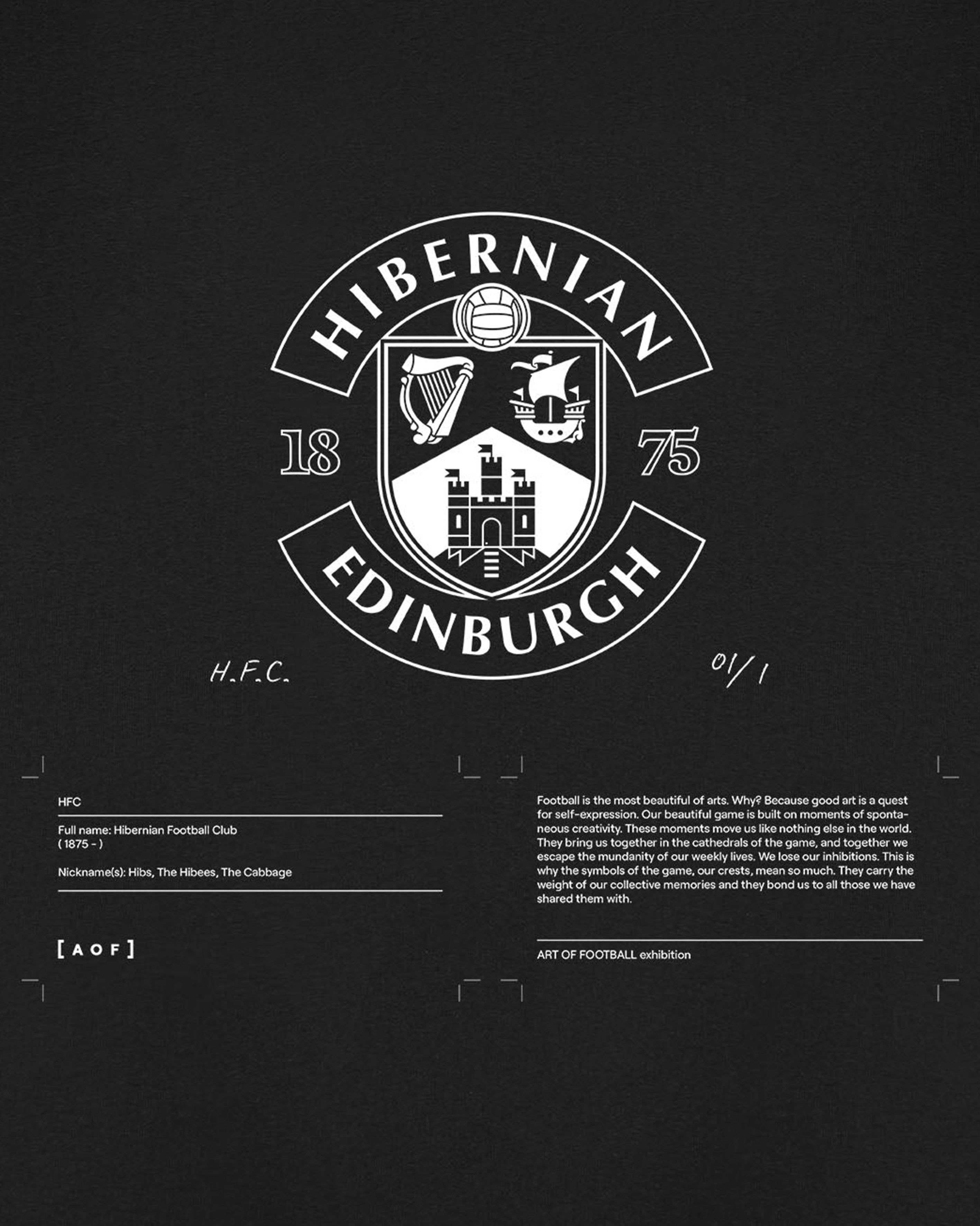 AOF x Hibs Exhibition Tee | Black Graphic T-shirt | Art of Football
