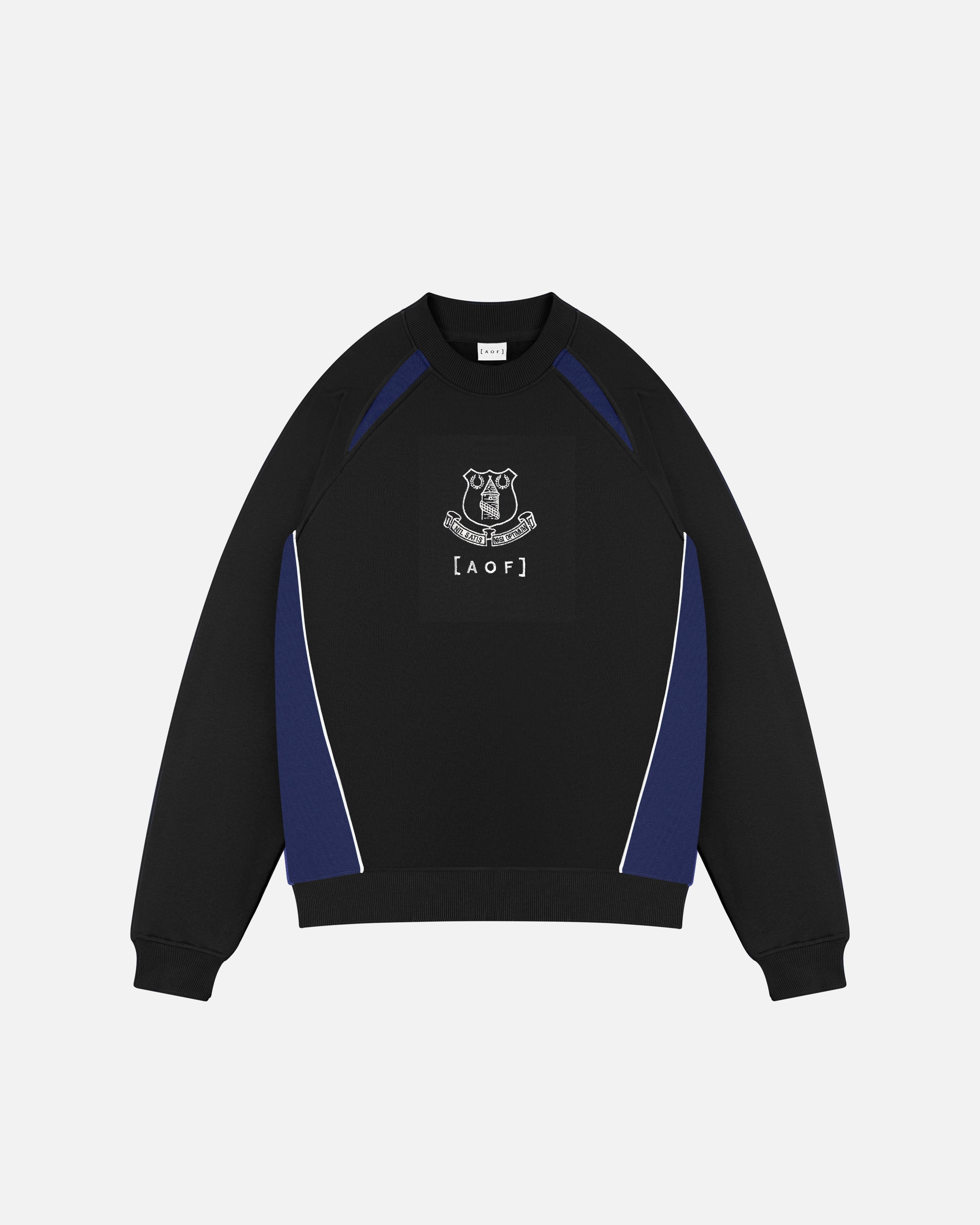 AOF x Everton Panelled Sweat | Black & Blue | Art of Football
