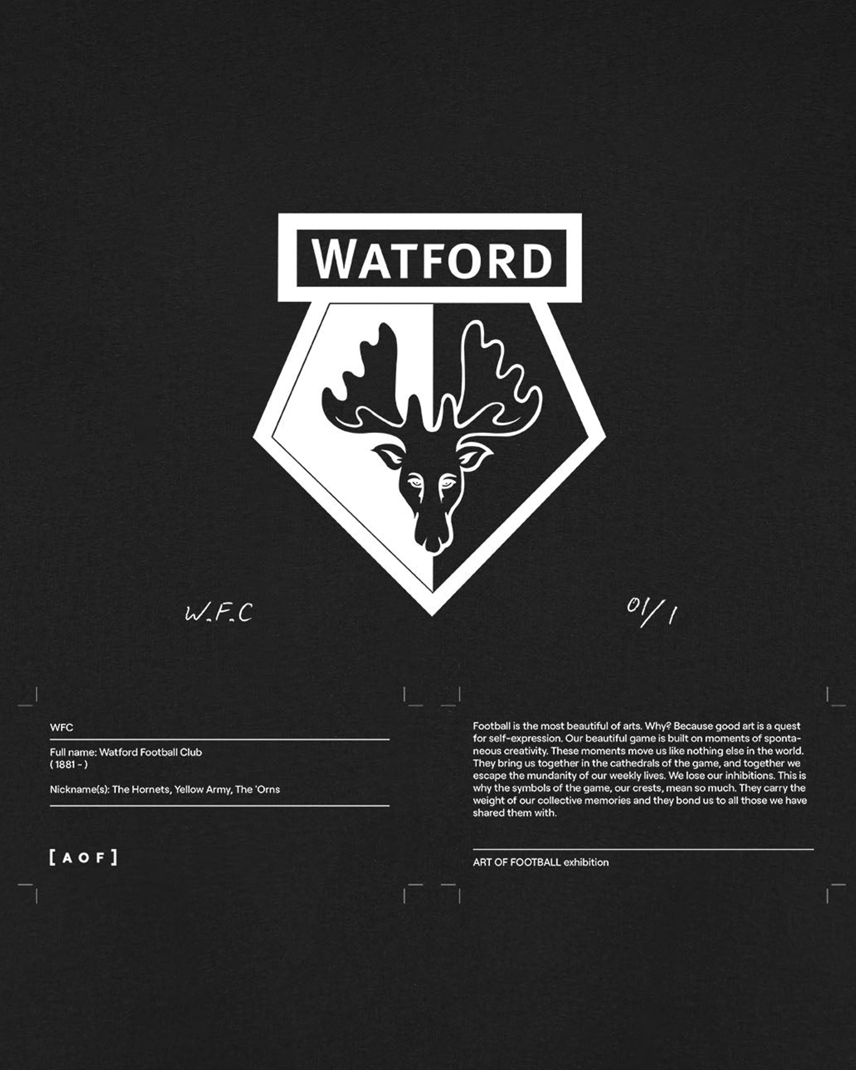 AOF x Watford Exhibition Tee | Black Graphic T-shirt | Art of Football