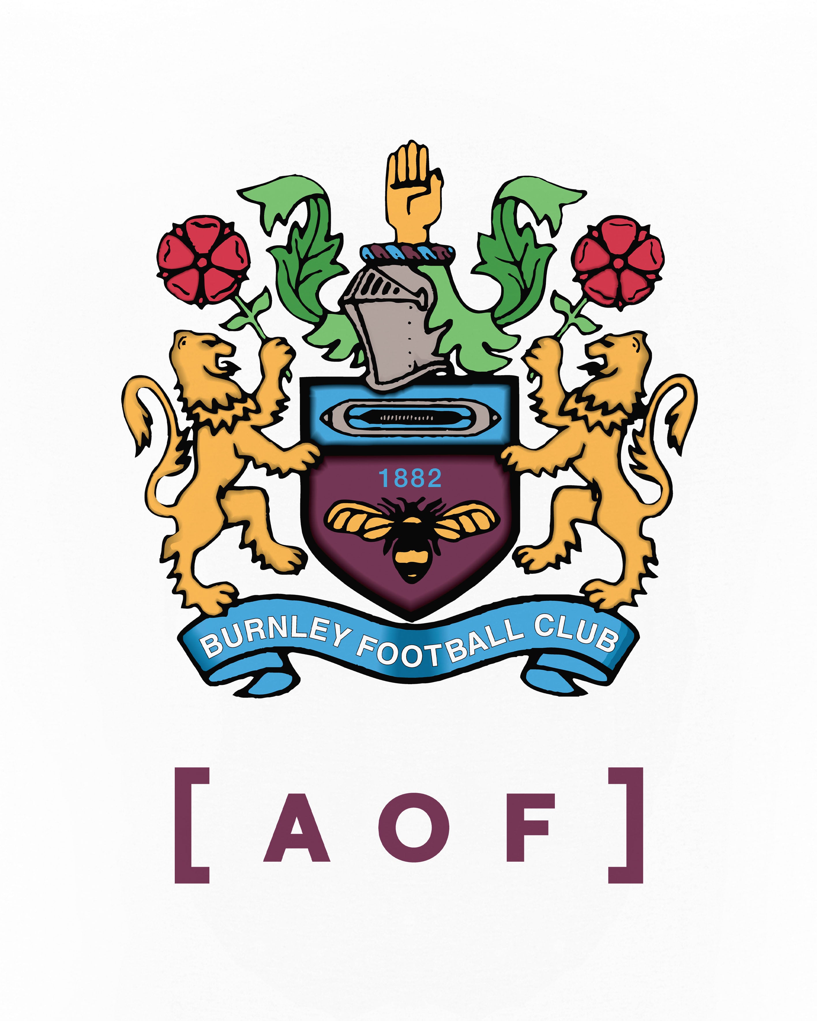 AOF Burnley 90's Crest Tee | White Graphic T-shirt | Art of Football