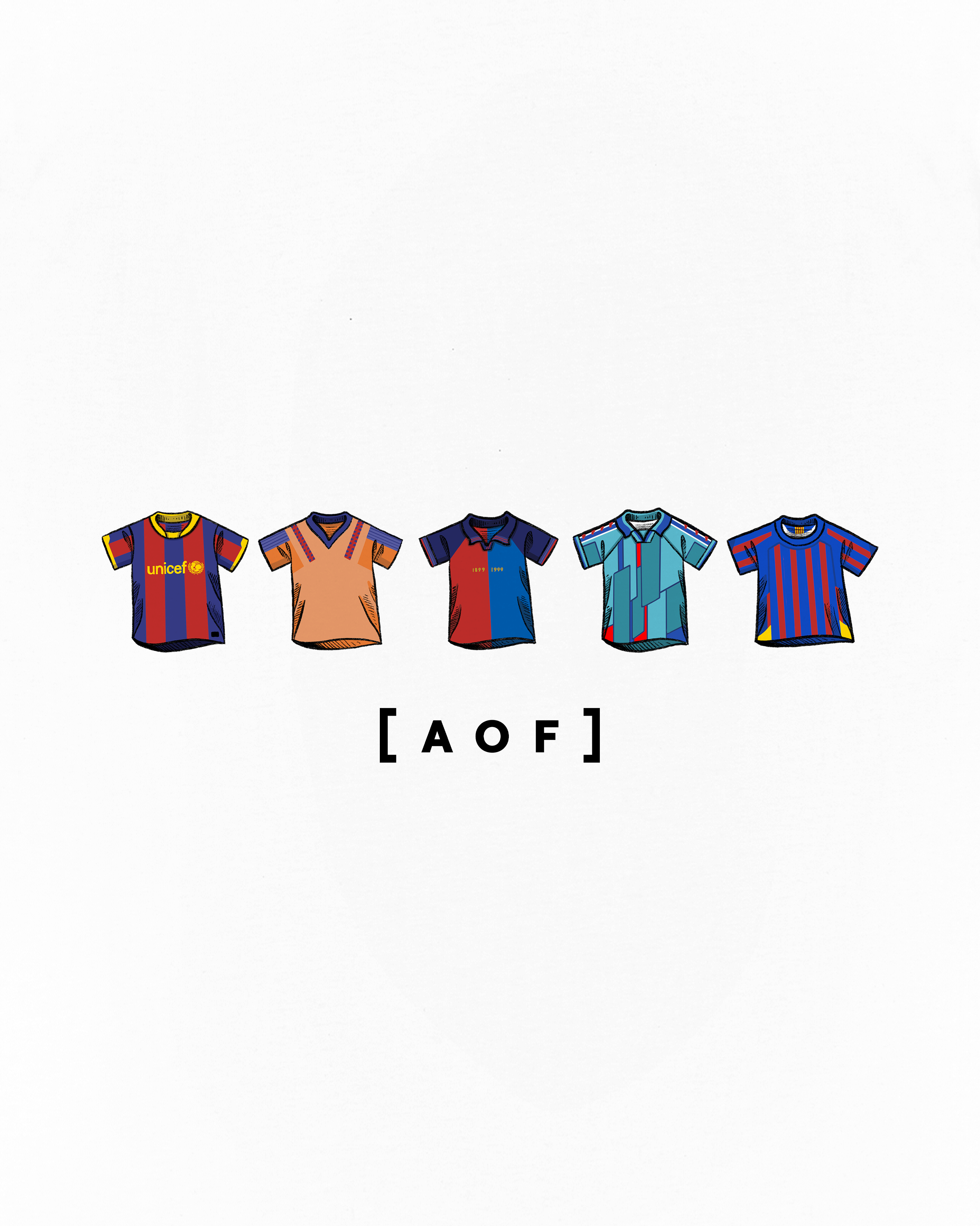 AOF x Barcelona Printed Classics Tee | White T-shirt | Art of Football